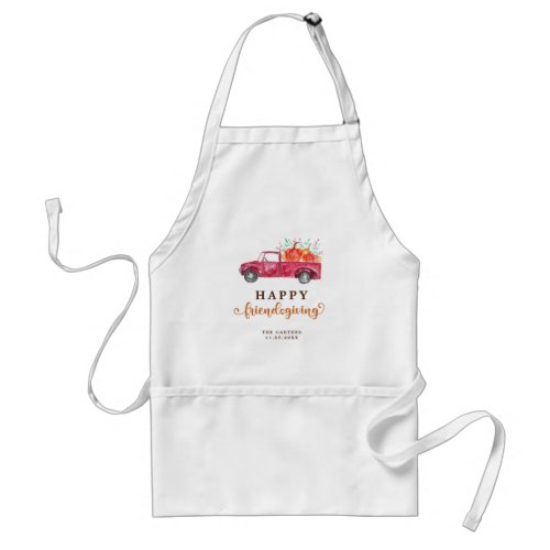 Red Truck Pumpkin Friendsgiving Fall Script Cute Adult Apron