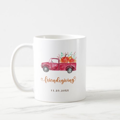 Red Truck Pumpkin Friendsgiving Fall Script Cute Coffee Mug