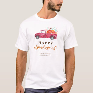 Red Truck Pumpkin Friendsgiving Fall Script Cute T-Shirt