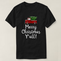 Red Truck Tree Merry Christmas Yall Funny Country