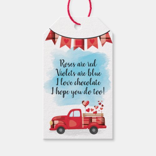Red Truck Valentines Day Poem Favor Gift Tags
