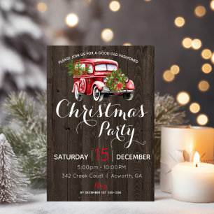 Red Truck Vintage Christmas Party Invitation