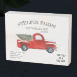 Red Truck Vintage Farmhouse Christmas Family Name Wooden Box Sign<br><div class="desc">“Baby! It’s cold outside”! So, be sure to warm up your decor with this adorable Vintage Farmhouse Christmas Wooden Box Sign customized with your family name. Featuring a vintage red truck to add to the rustic charm. We are slightly obsessed with plaid and little red trucks with Christmas trees this...</div>