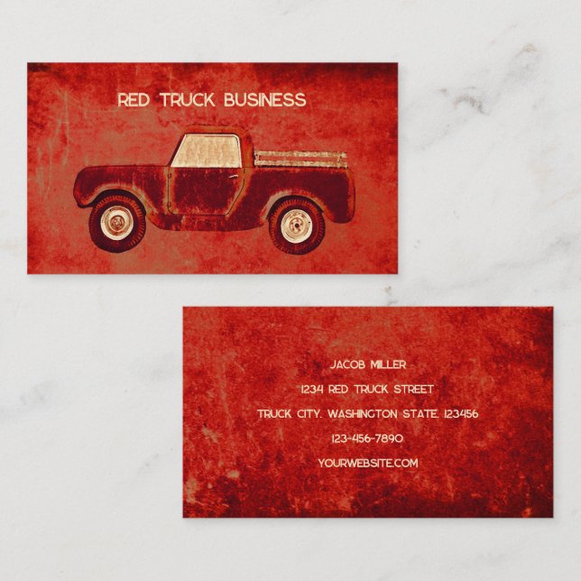 Red Truck Vintage Rustic Old Texture Business Card (Front/Back)