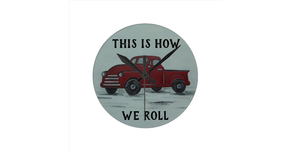 Red Truck Wall Clock Art