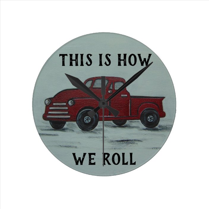Red Truck Wall Clock Art