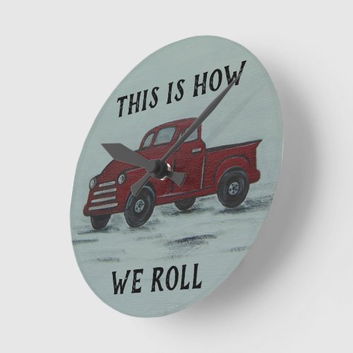 Red Truck Wall Clock Art Zazzle