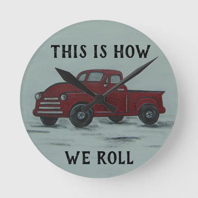 Red Truck Wall Clock Art Zazzle