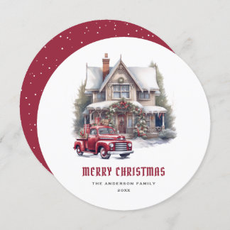 Red Truck Winter Wonderland Merry Christmas Card
