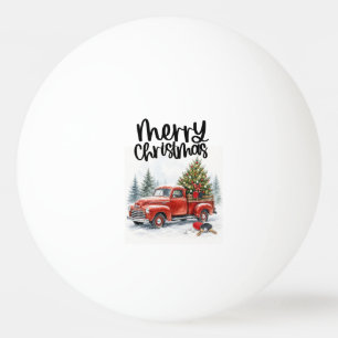Red truck with Christmas Tree for Ping pong player Ball