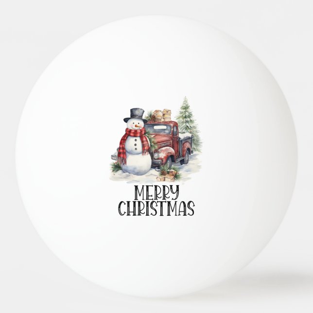 Red truck with Christmas Tree for Ping pong player Ball (Front)