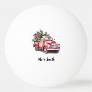 Red truck with Christmas Tree for Ping pong player Ball
