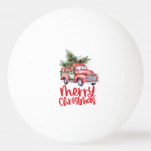 Red truck with Christmas Tree for Ping pong player Ball