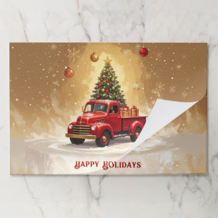 Red Truck with Christmas Tree Tearaway Placemat