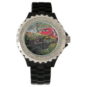 Red Truck with Spring Flowers & Rainbow Watch