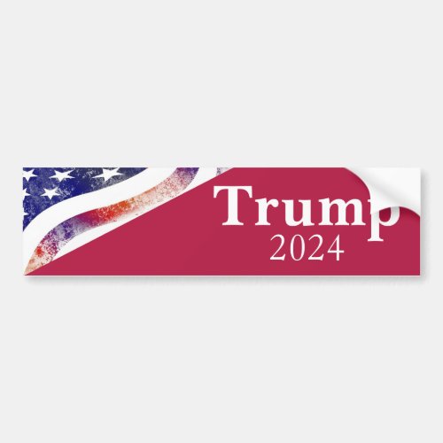 Red Trump 2024 Faded American Flag Campaign Bumper Sticker