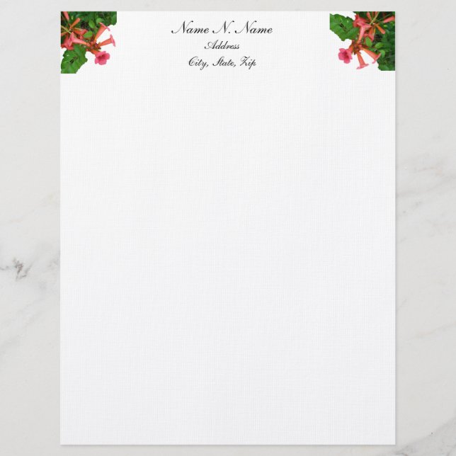 Red Trumpet Vine Letterhead (Front)