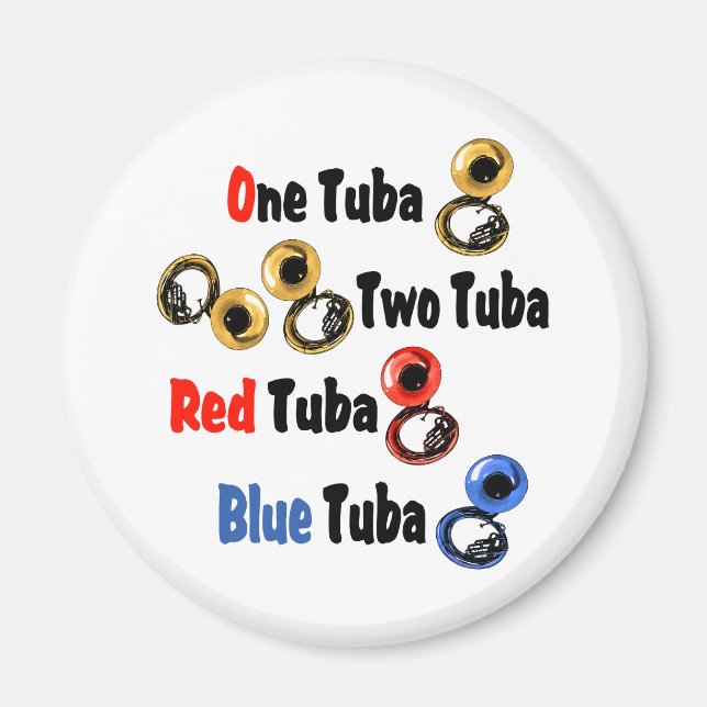 Red Tuba Blue Tuba Magnet (Front)