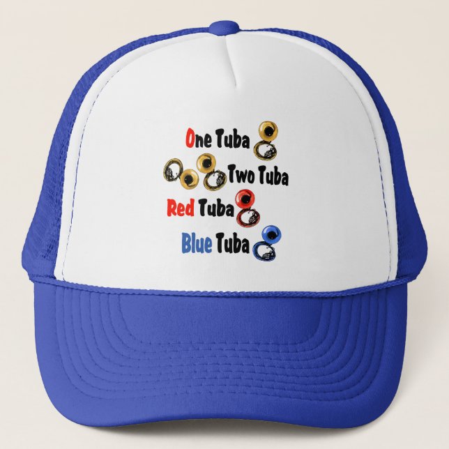 Red Tuba Blue Tuba Trucker Hat (Front)