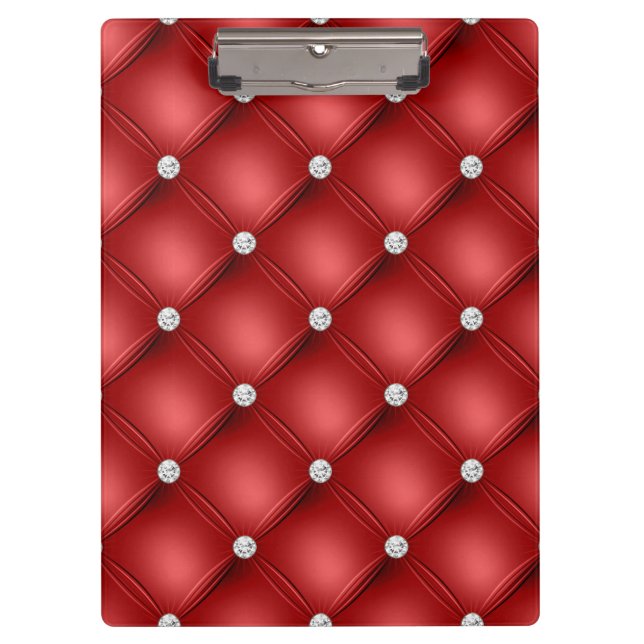 Red Tufted Small Square Decorative Pattern Clipboard (Front)