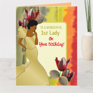 Red Tulip, African American 1st Lady Anniversary Card