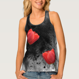 Red Tulip All-Over Print Racerback Tank Top
