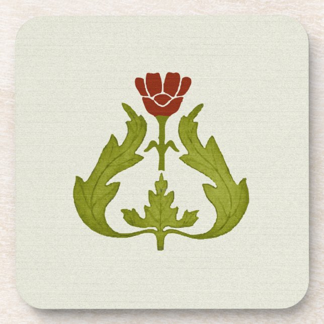 Red Tulip Beverage Coaster (Front)