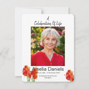 Red Tulip Celebration Of Life Photo Card
