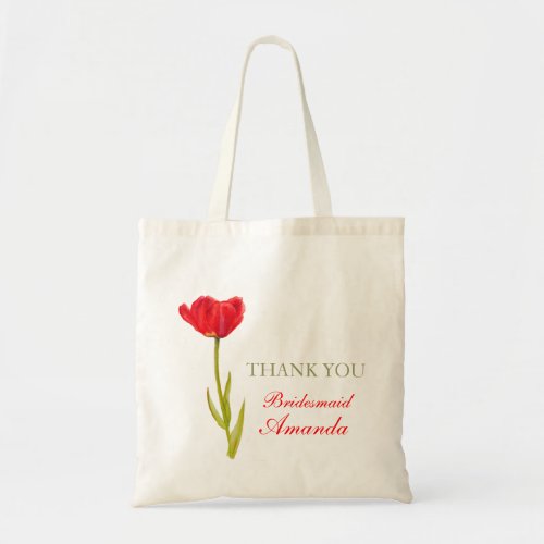 Red tulip flower art wedding bridesmaid bag