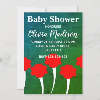 Red Tulip Flower Baby Girl Baby Shower