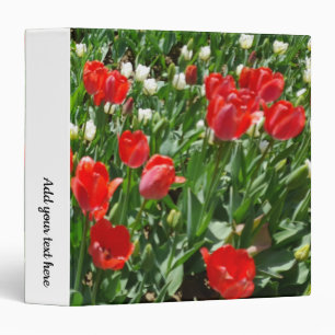 Red Tulip Flower Field Photo 3 Ring Binder