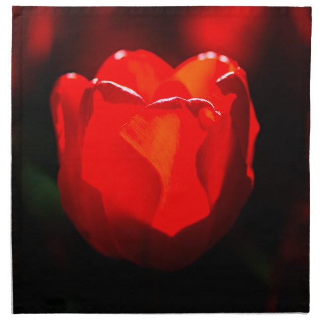 Red Tulip Flower - Fire Cloth Napkin (Front)