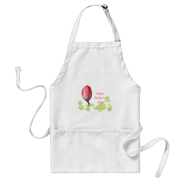red tulip flower, happy mother's day adult apron (Front)