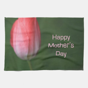 red tulip flower, happy mother's day towel