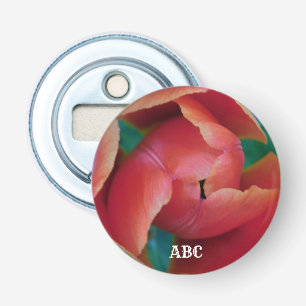 Red Tulip Flower Macro Art: Bottle Opener