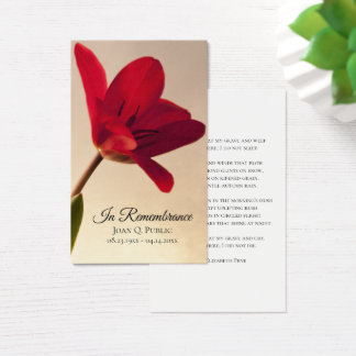 Red Tulip Flower Spring Funeral Memorial Prayer