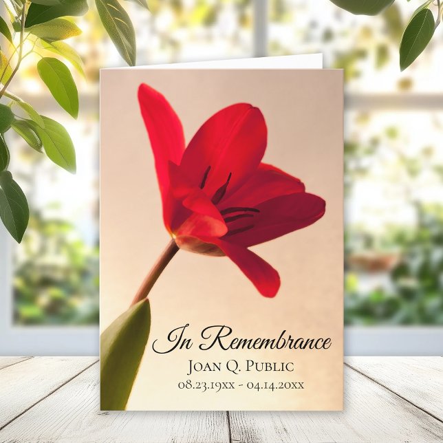 Red Tulip Flower Spring Funeral Service Folded Program (Creator Uploaded)