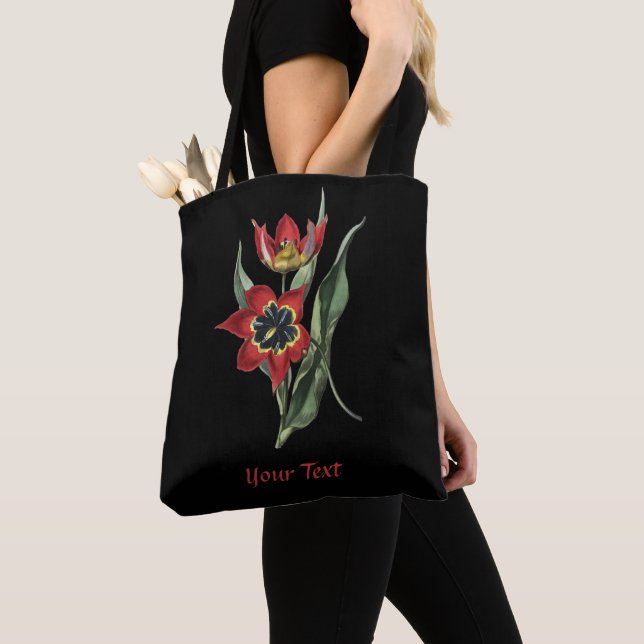 Red Tulip Flower Tote Bag (Close Up)