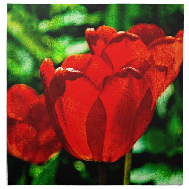 Red tulip flowers cloth napkin (Front)
