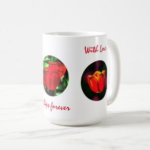Red tulip flowers coffee mug