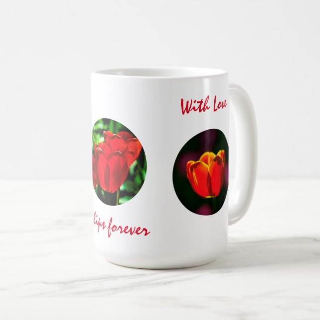 Red tulip flowers coffee mug (Front Right)