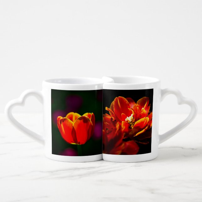 Red tulip flowers coffee mug set (Front Nesting)
