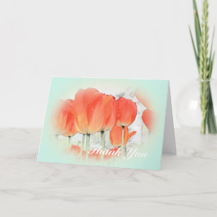 red tulip flowers in light blue thank you