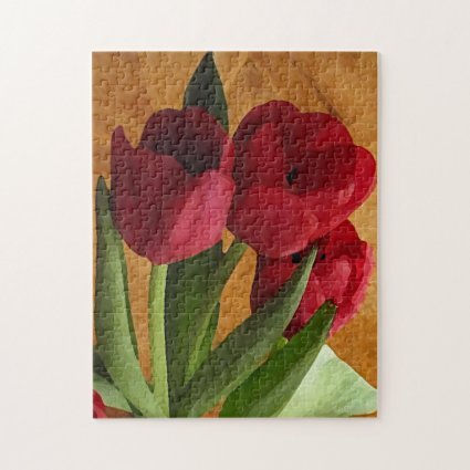Red Tulip Flowers Jigsaw Puzzle