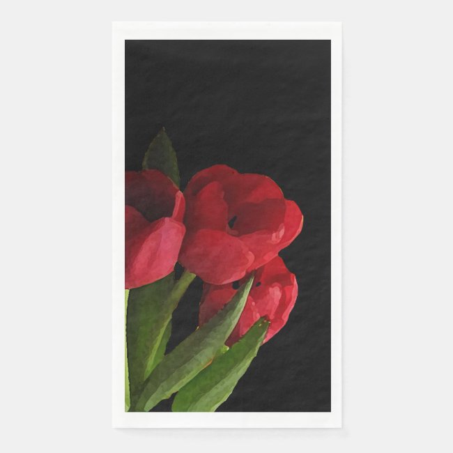 Red Tulip Flowers Paper Guest Towel