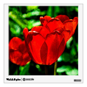 Red tulip flowers wall decal