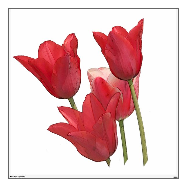 Red Tulip Flowers Wall Decal (Front)