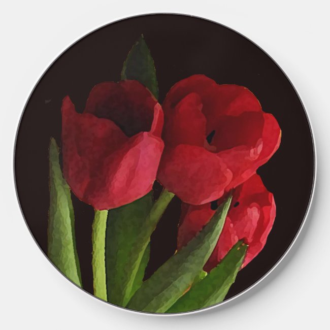 Red Tulip Flowers Wireless Charger
