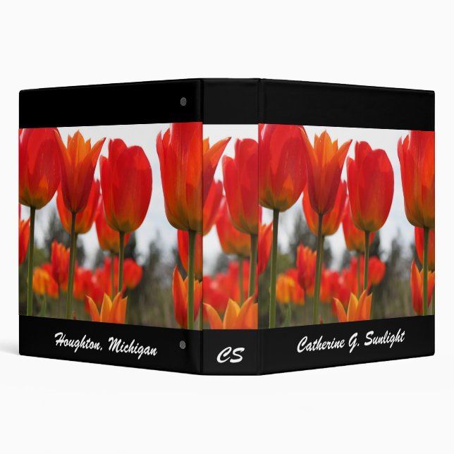 red tulip flowers  with black background binder (Background)