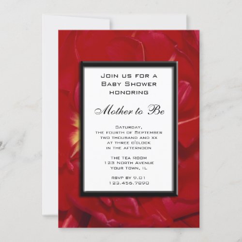 Red Tulip Frame Baby Shower Invitation